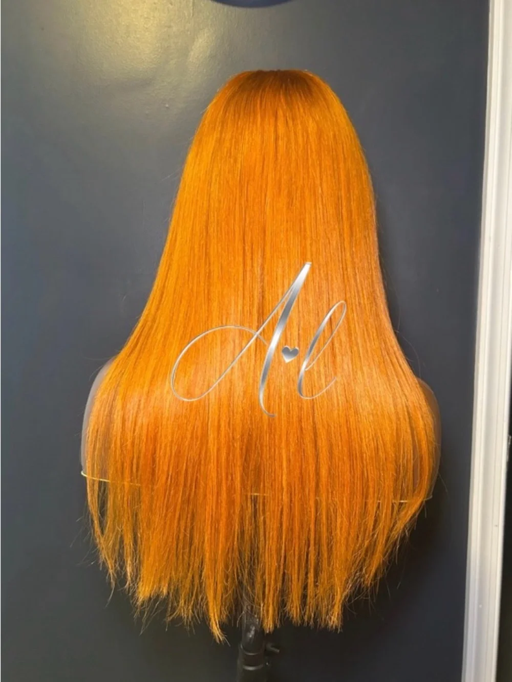 18” body wave ginger-orange 5x5 transparent lace virgin hair wig